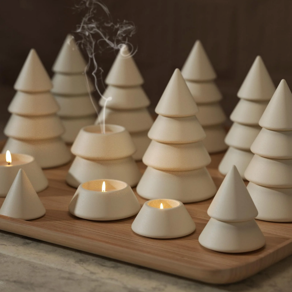 Boowan Nicole: Serene Stacking Christmas Tree Candle Jar Silicone Mold