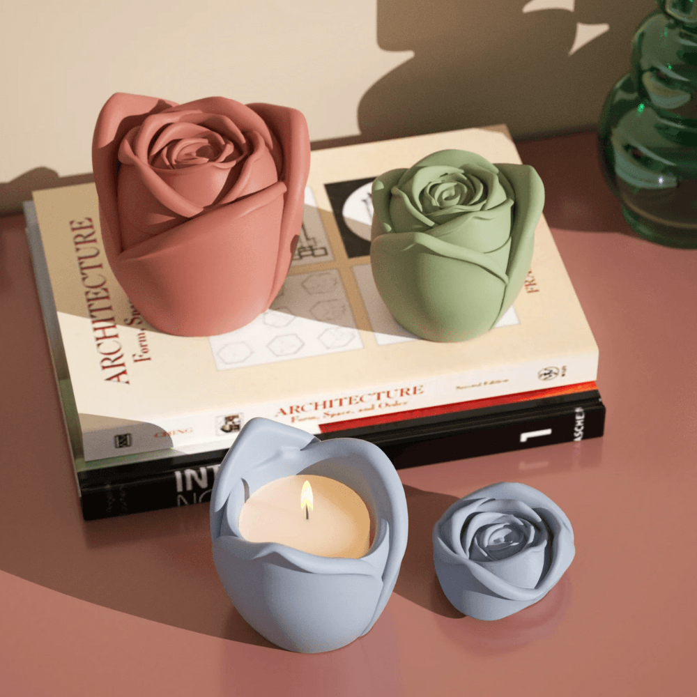 Boowan Nicole: Rose Reverie Candle Jar Silicone Mould - 3oz / 5oz Candle - BohriAli.com