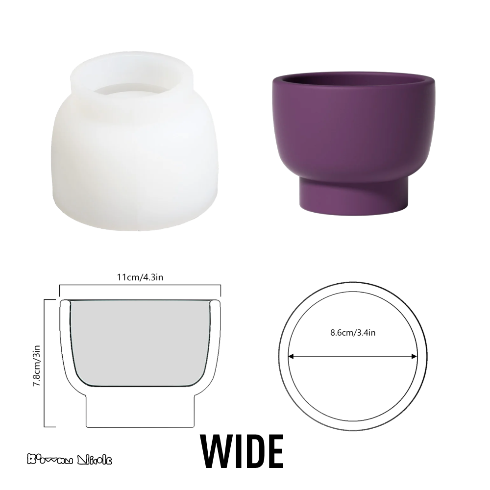 Boowan Nicole: Wide and Narrow Plant Pot Concrete Silicone Mould