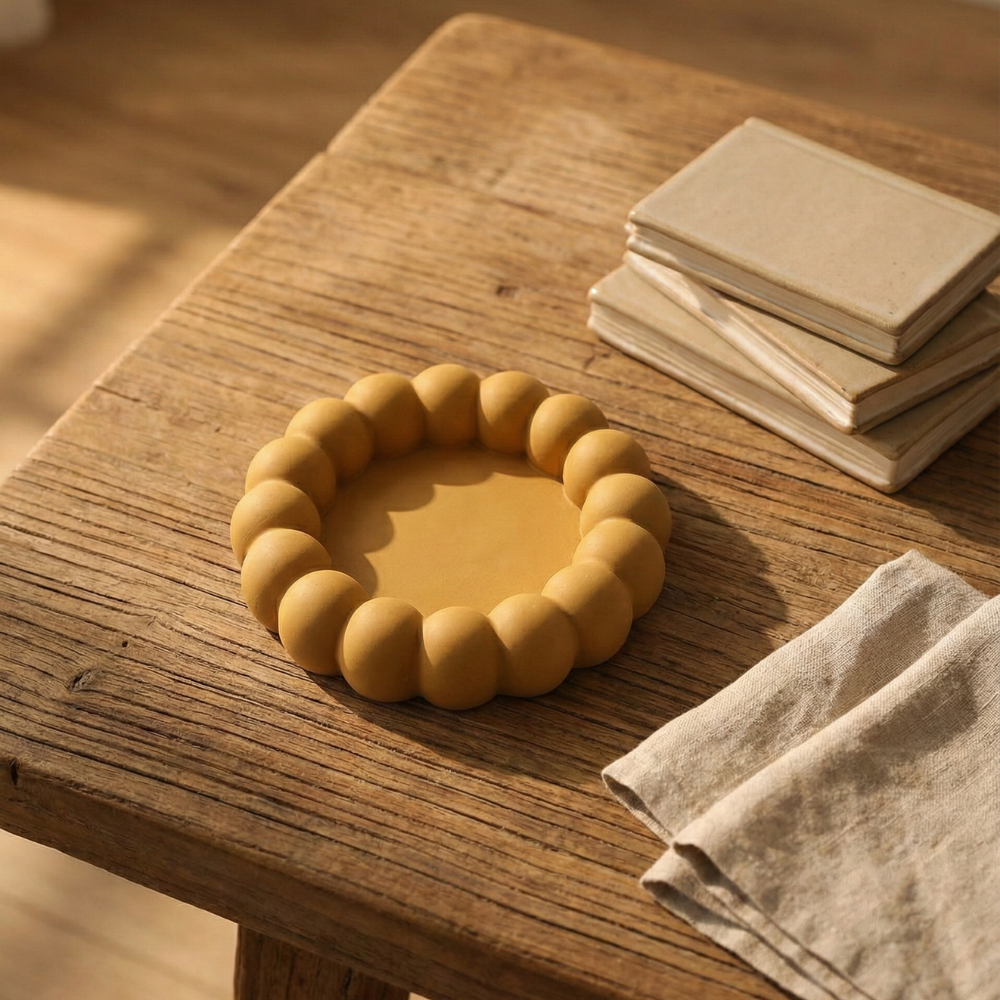 Small Bubble Rim Round Tray Silicone Mould | For Concrete | Jesmonite®️| Resin