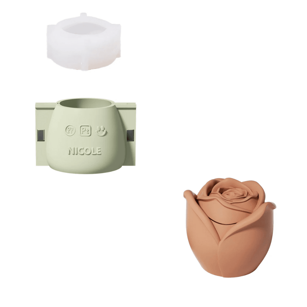Boowan Nicole: Rose Reverie Candle Jar Silicone Mould - 3oz / 5oz Candle - BohriAli.com