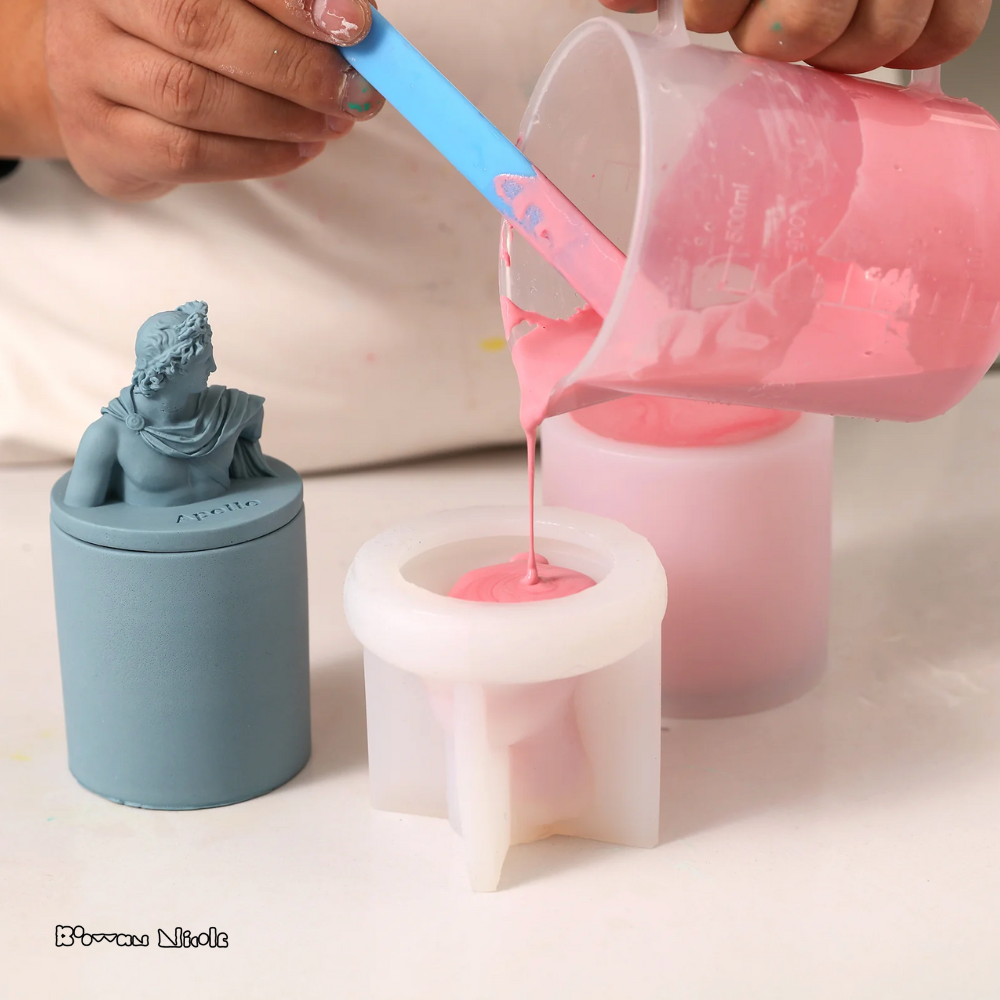 Boowan Nicole: Mythology Sculptures APOLLO Concrete Candle Jar Silicone Mould