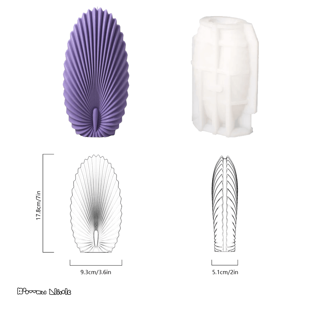 Boowan Nicole: Pillar Leaf & Scallop Shell Wax Candle Silicone Moulds - BohriAli.com