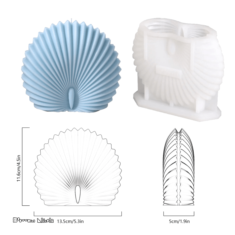 Boowan Nicole: Pillar Leaf & Scallop Shell Wax Candle Silicone Moulds - BohriAli.com