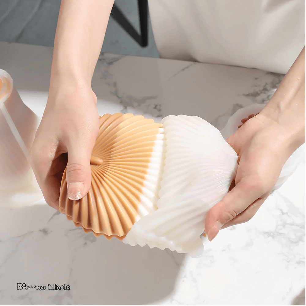 Boowan Nicole: Pillar Leaf & Scallop Shell Wax Candle Silicone Moulds - BohriAli.com