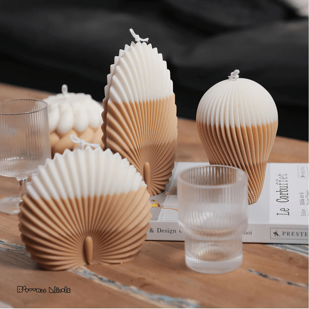 Boowan Nicole: Pillar Leaf & Scallop Shell Wax Candle Silicone Moulds - BohriAli.com