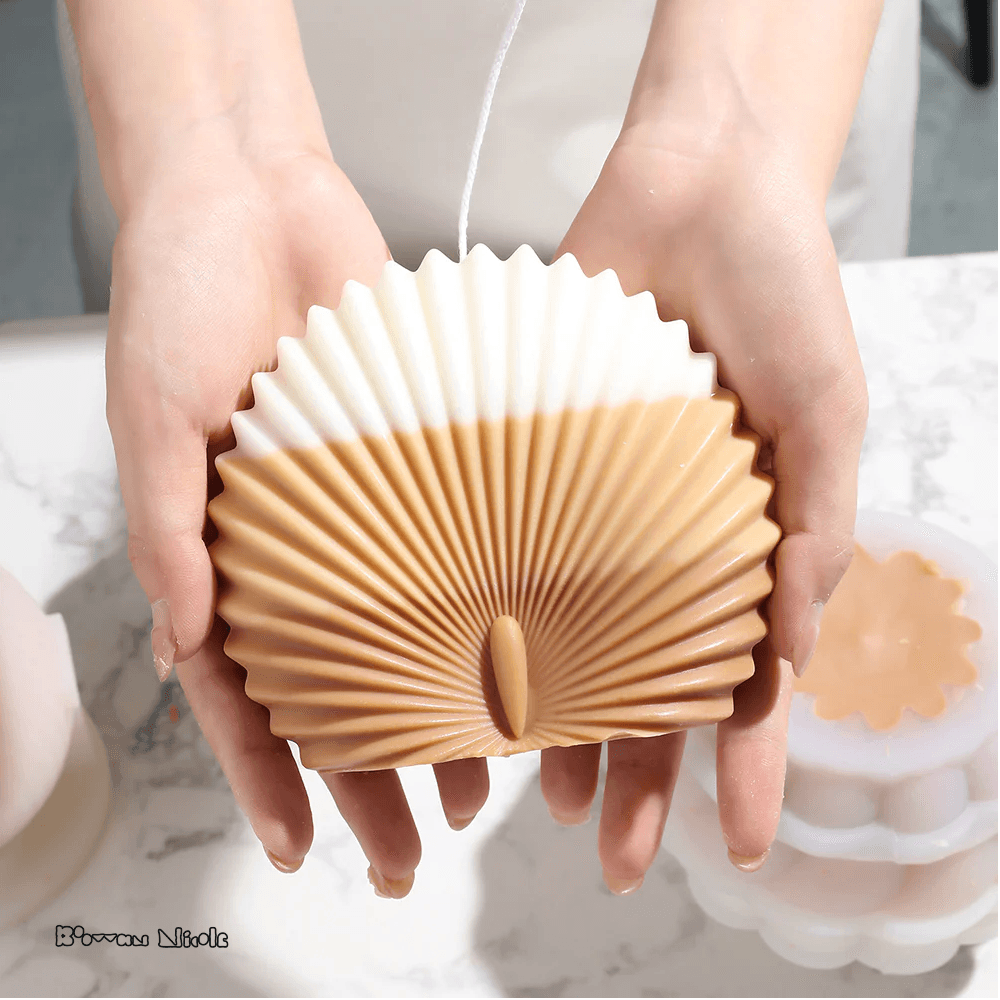 Boowan Nicole: Pillar Leaf & Scallop Shell Wax Candle Silicone Moulds - BohriAli.com