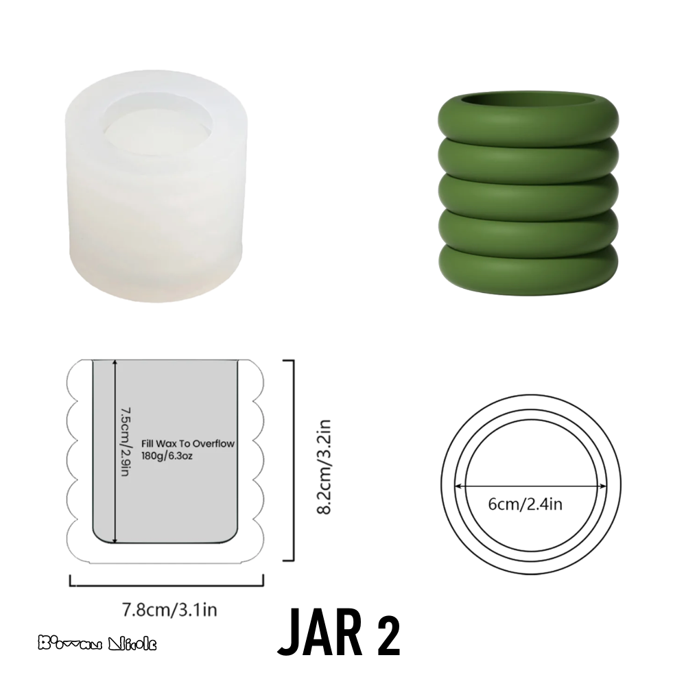 Boowan Nicole: Nicole's Candle Jar with Lid Silicone Mould