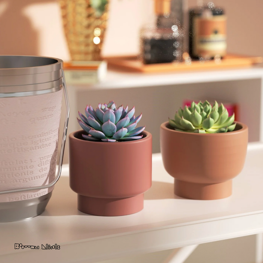 Boowan Nicole: Wide and Narrow Plant Pot Concrete Silicone Mould