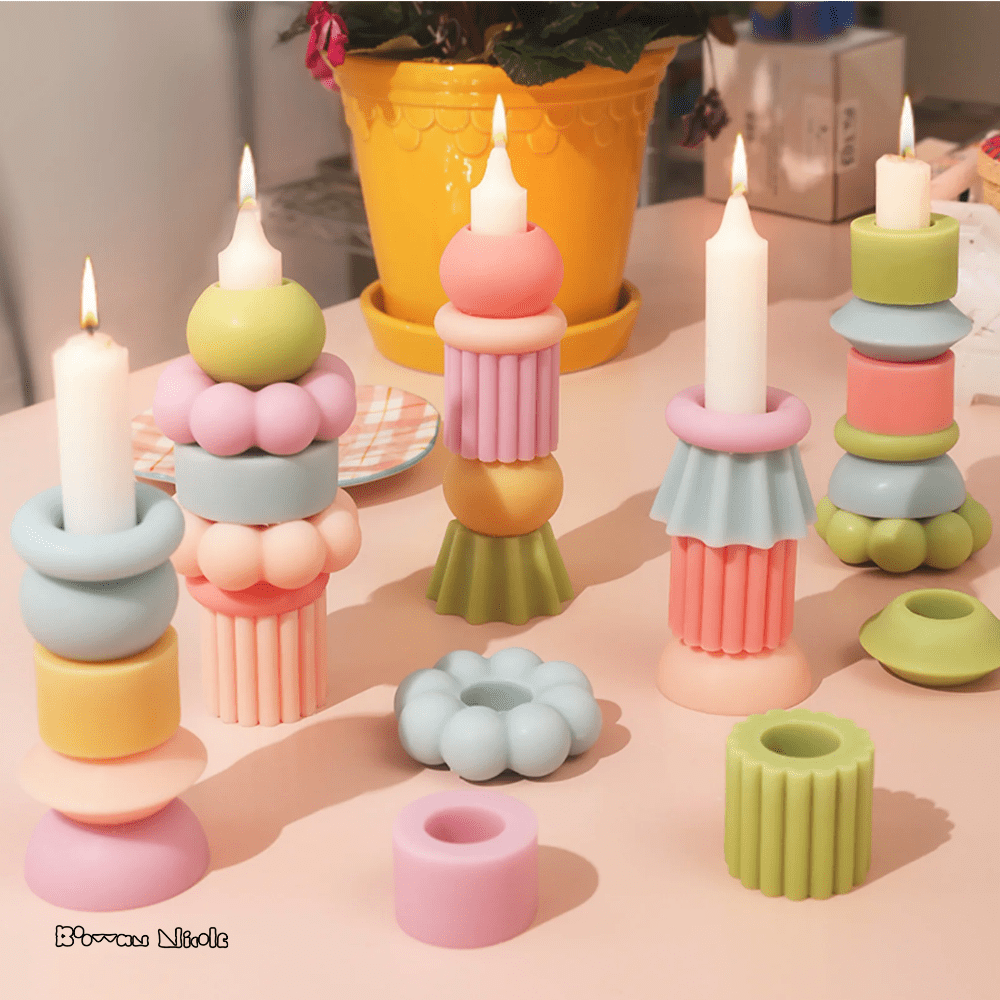 Boowan Nicole: 2.2cm DIY Building Blocks Stackable Candles Silicone Moulds