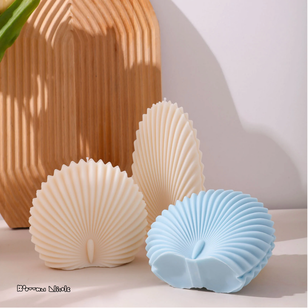 Boowan Nicole: Pillar Leaf & Scallop Shell Wax Candle Silicone Moulds