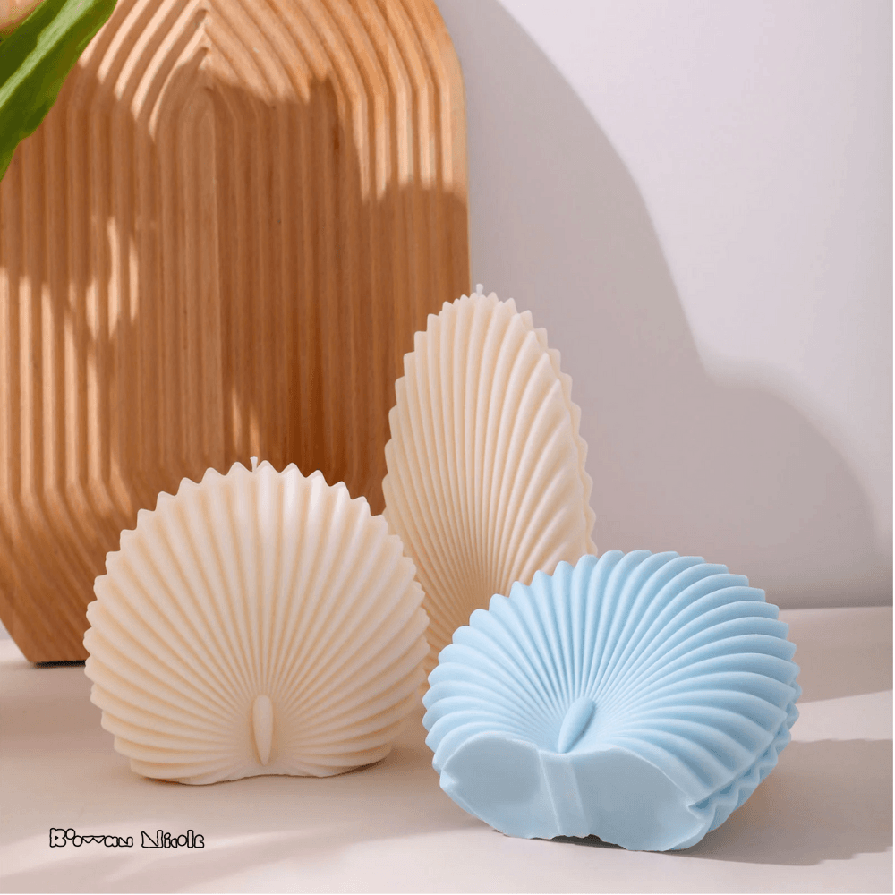 Boowan Nicole: Pillar Leaf & Scallop Shell Wax Candle Silicone Moulds - BohriAli.com