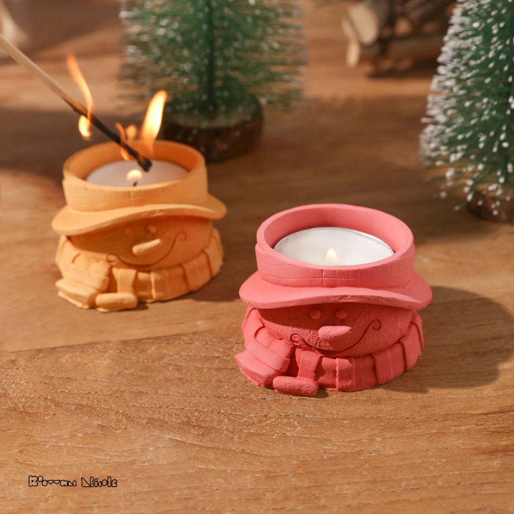 Boowan Nicole: Christmas Snowman Tealight Candle Holder Silicone Mold (SH0958)