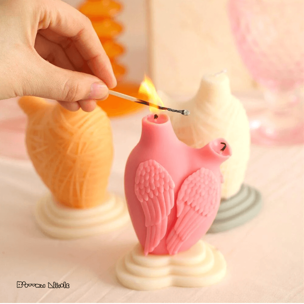 Boowan Nicole: Burning Heart Candle Silicone Mould - BohriAli.com