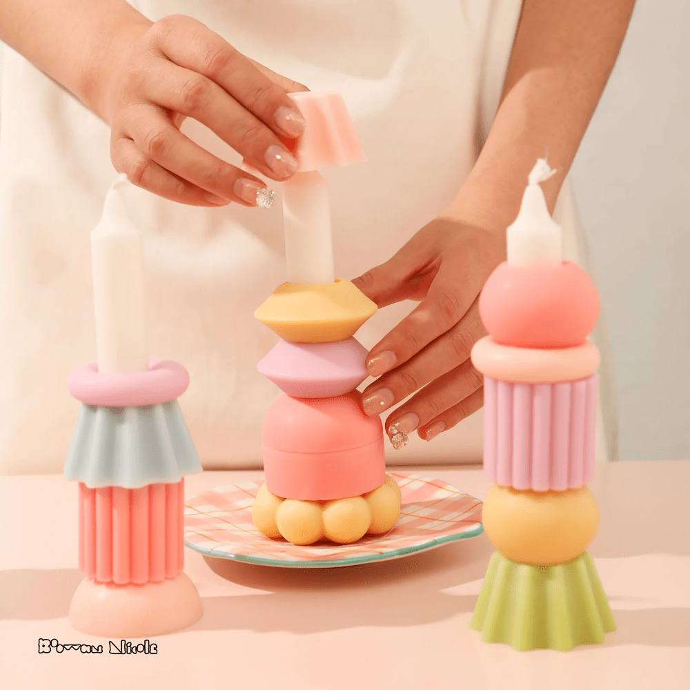 Boowan Nicole: 2.2cm DIY Building Blocks Stackable Candles Silicone Moulds