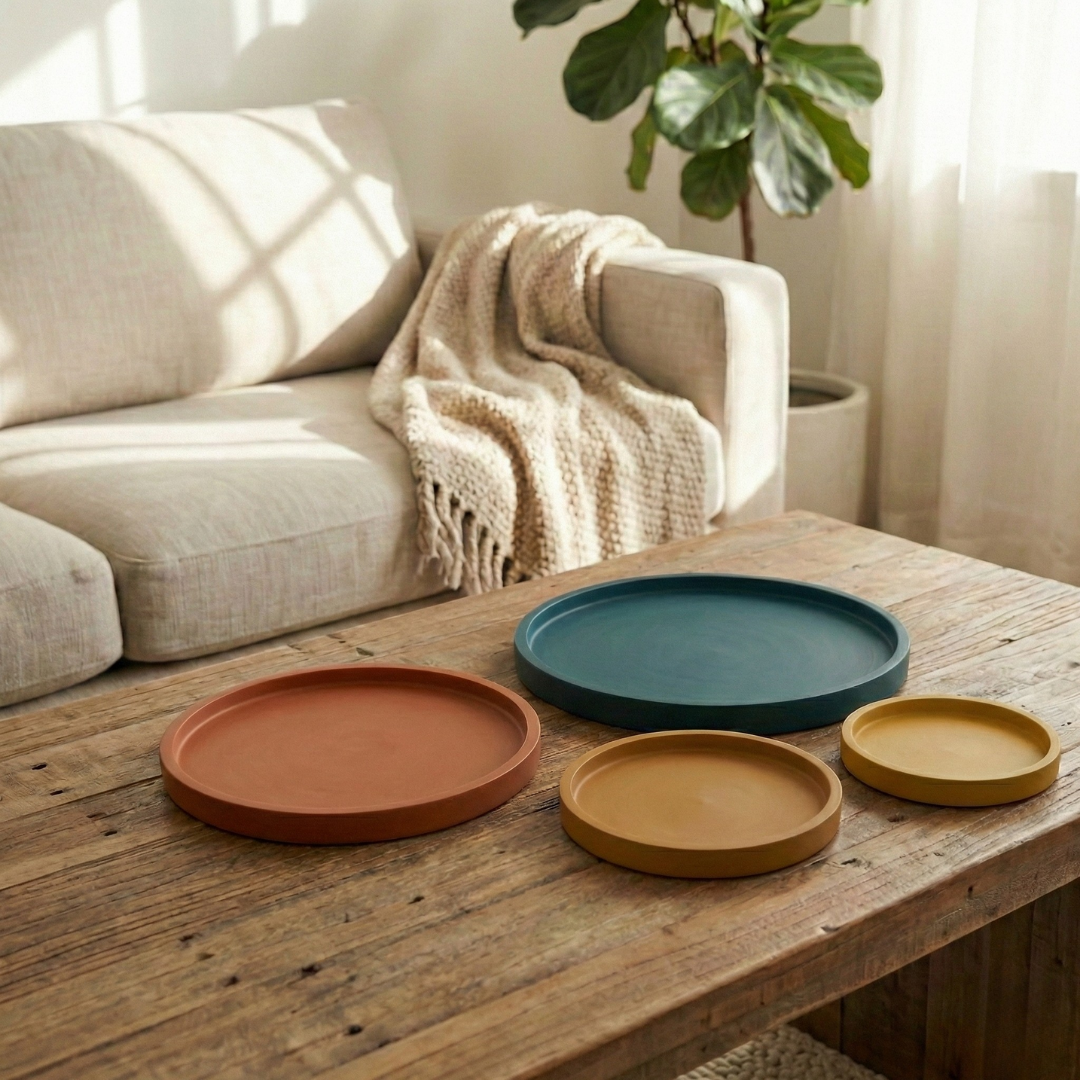 Simple Round Trinket Tray Silicone Mould (15 - 30 cm) | For Concrete | Jesmonite®️| Resin