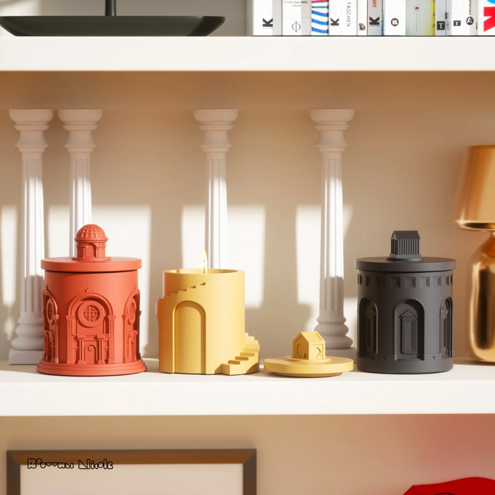 Boowan Nicole: Architectural Style Candle Jar Silicone Mold SH0865