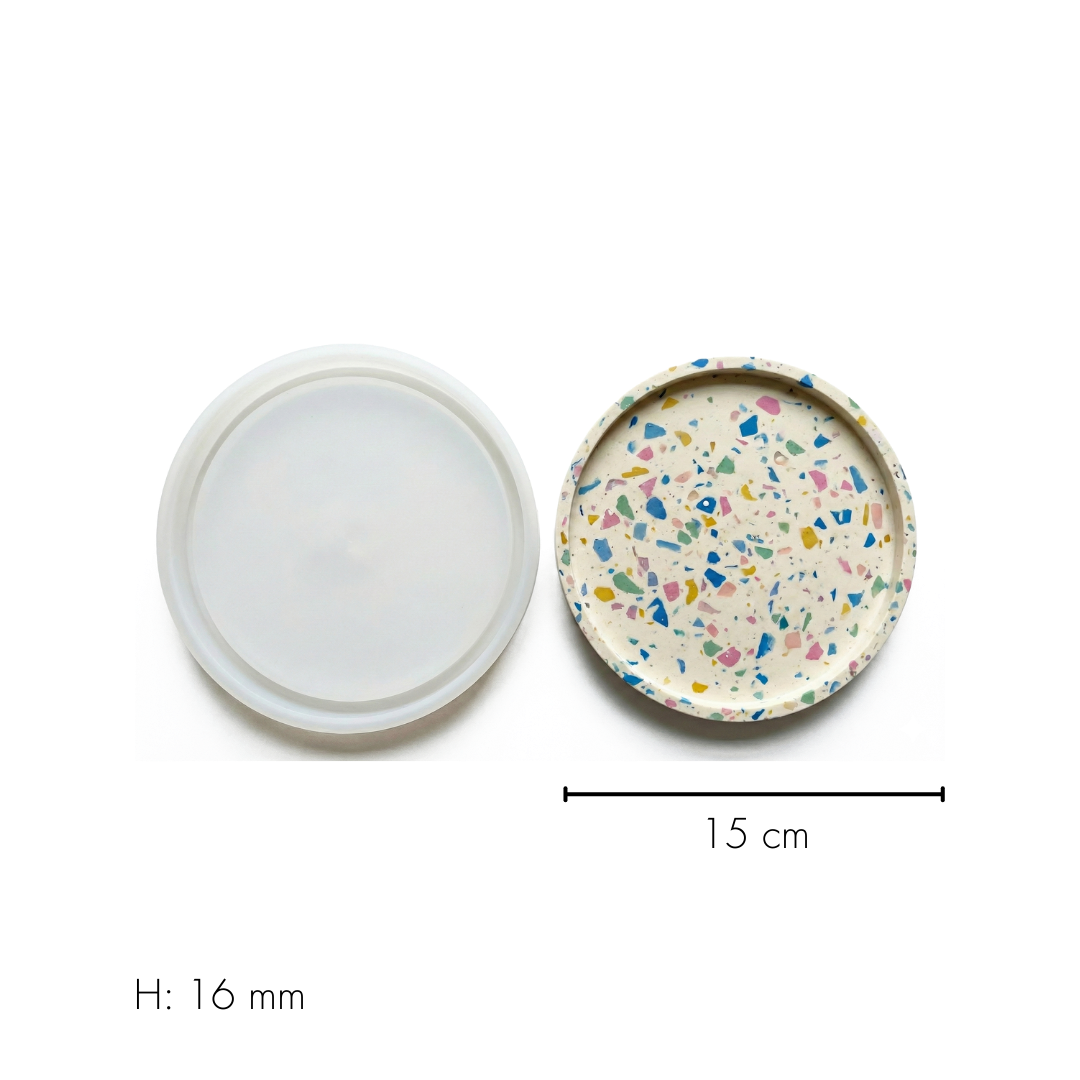Simple Round Trinket Tray Silicone Mould (15 - 30 cm) | For Concrete | Jesmonite®️| Resin