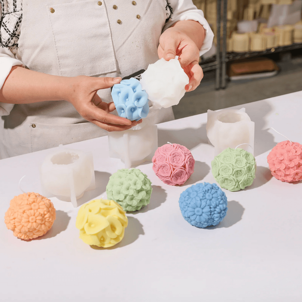 Boowan Nicole: Whispering Floral Orbs Candle Silicone Mould Collection - BohriAli.com