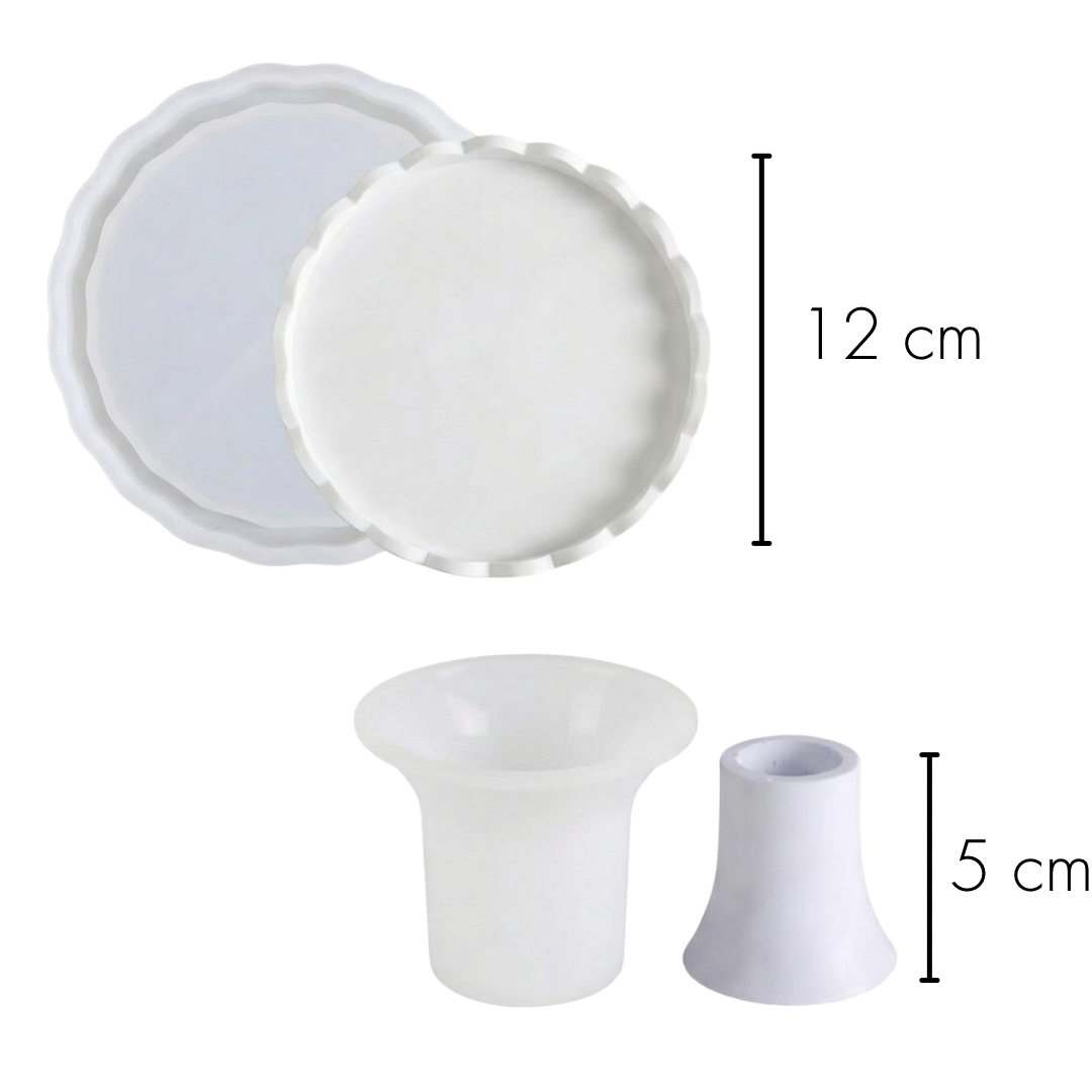 Scallop Rim Cake Stand Silicone Mould (2-Piece Set) | For Concrete | Jesmonite®️| Resin