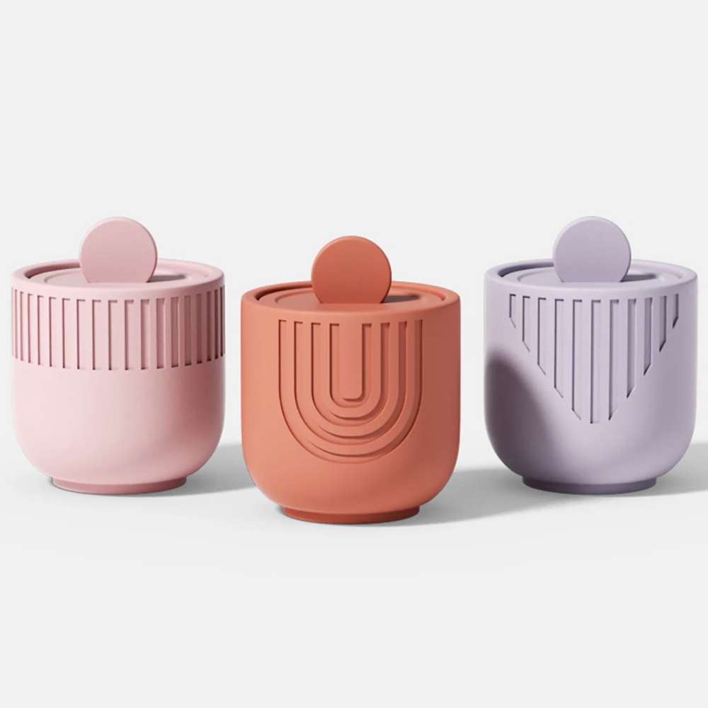 Boowan Nicole: Curved Candle Jar with Lid Silicone Mould