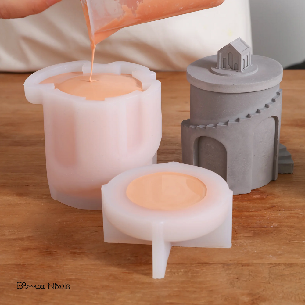 Boowan Nicole: Architectural Style Candle Jar Silicone Mold SH0865