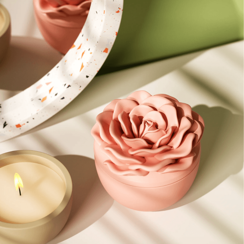Boowan Nicole: Crowning Rose Candle Jar Silicone Mold - 3.5 Oz / 7 Oz - BohriAli.com
