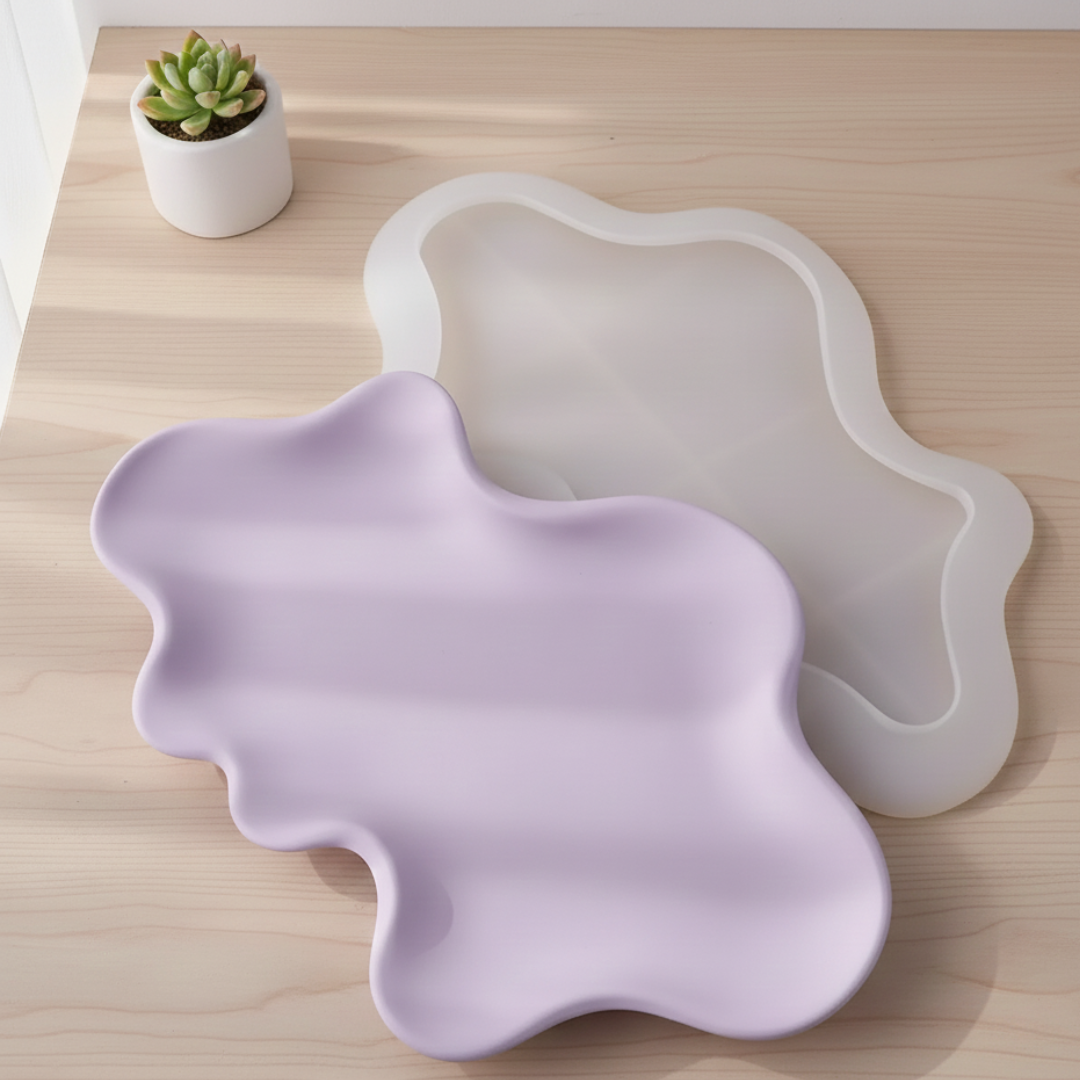 Large Cloud Abstract Trinket Tray Silicone Mould | For Concrete | Jesmonite®️| Resin