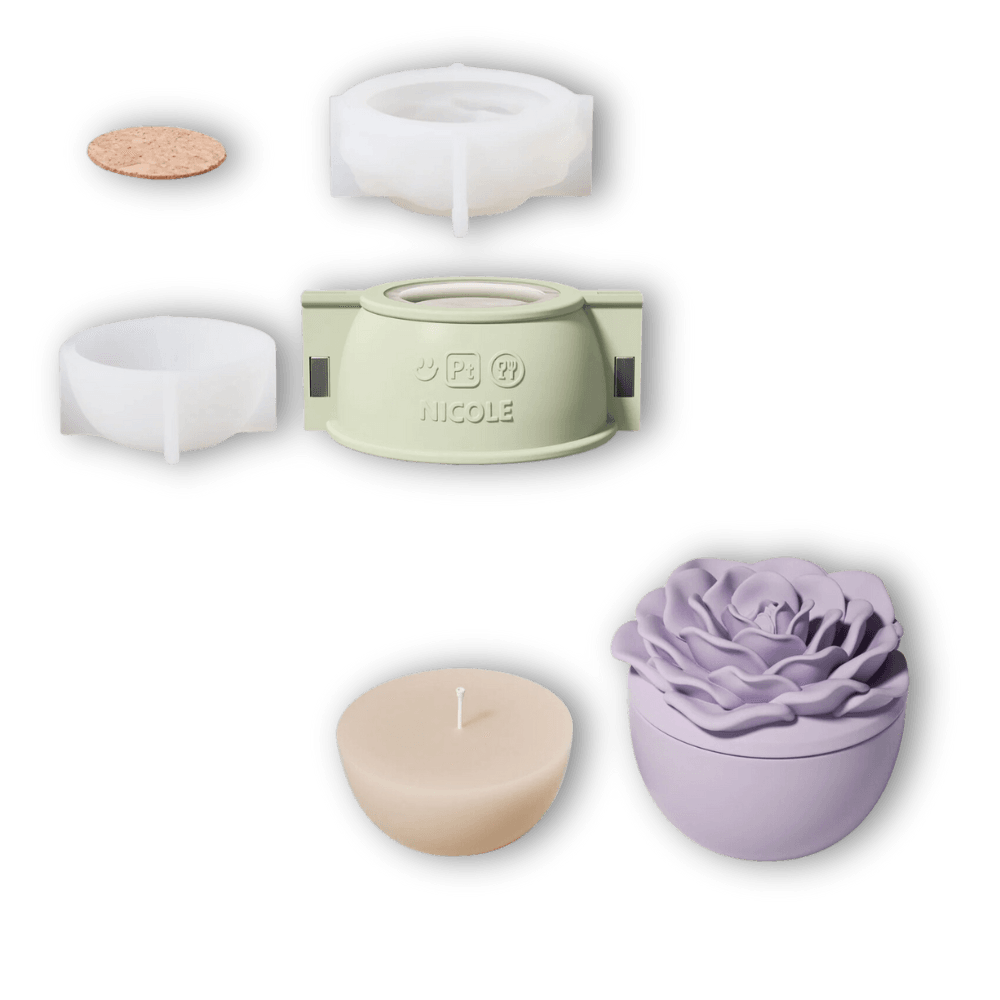 Boowan Nicole: Crowning Rose Candle Jar Silicone Mold - 3.5 Oz / 7 Oz - BohriAli.com