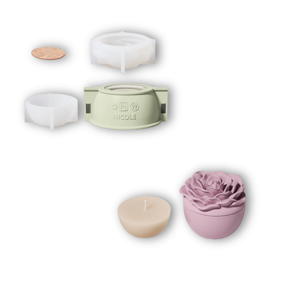 Boowan Nicole: Crowning Rose Candle Jar Silicone Mold - 3.5 Oz / 7 Oz - BohriAli.com