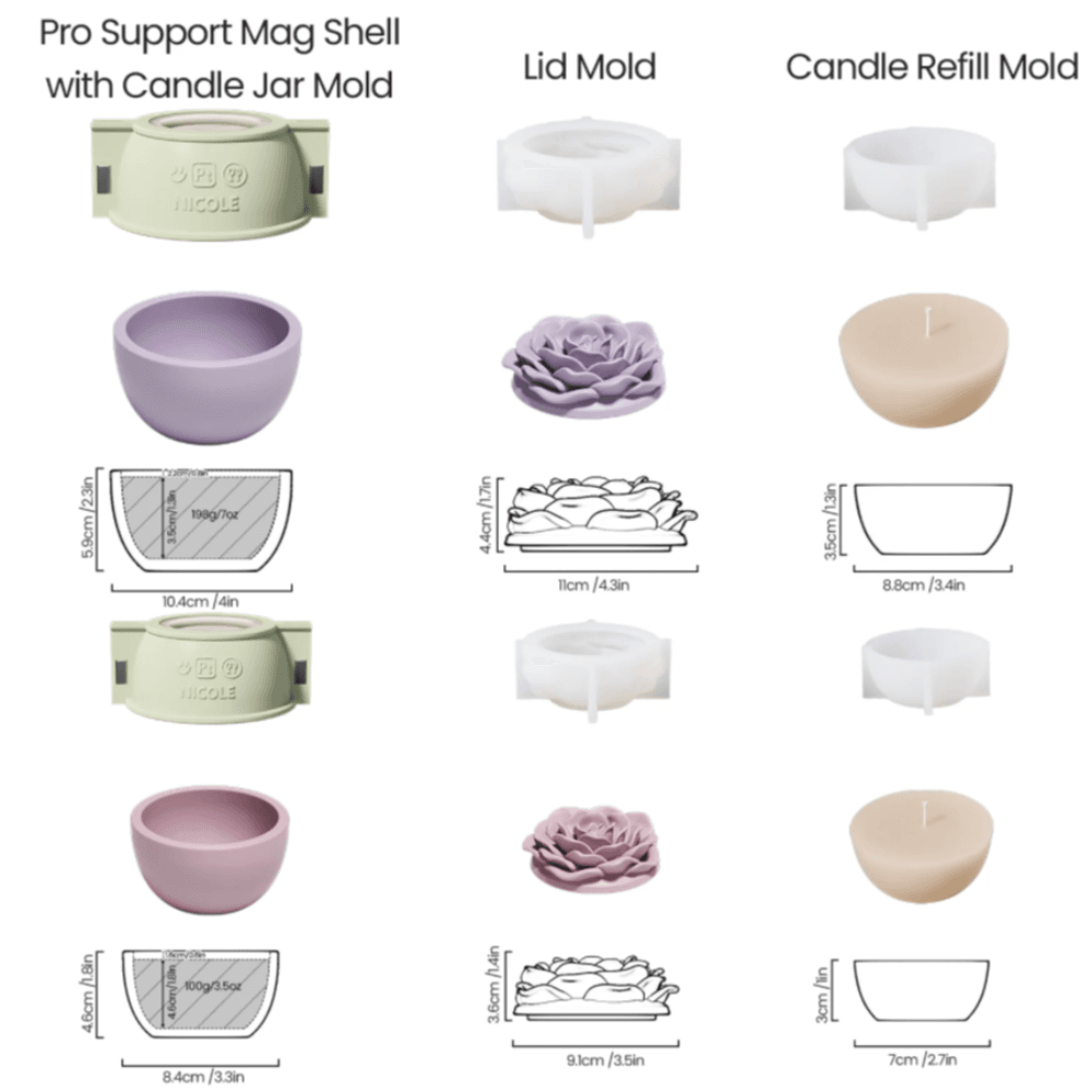 Boowan Nicole: Crowning Rose Candle Jar Silicone Mold - 3.5 Oz / 7 Oz - BohriAli.com