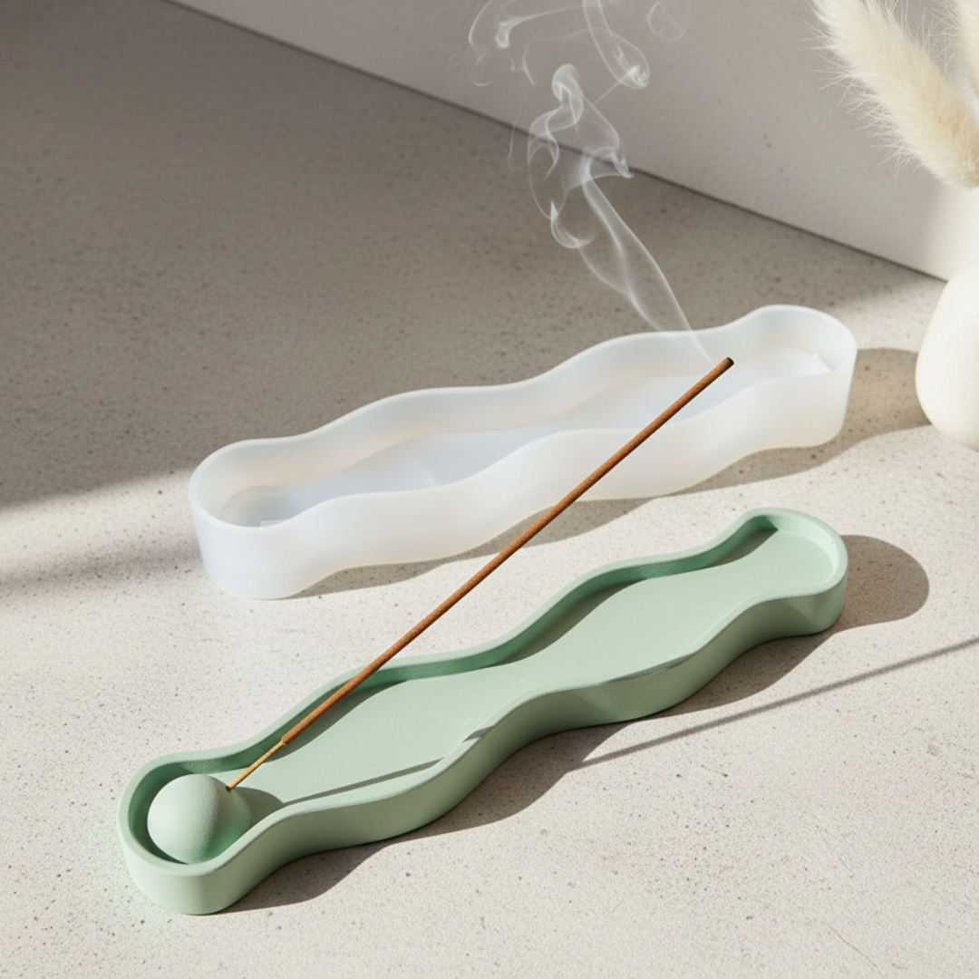 Wavy Incense Holder Silicone Mould | For Concrete | Jesmonite®️| Resin