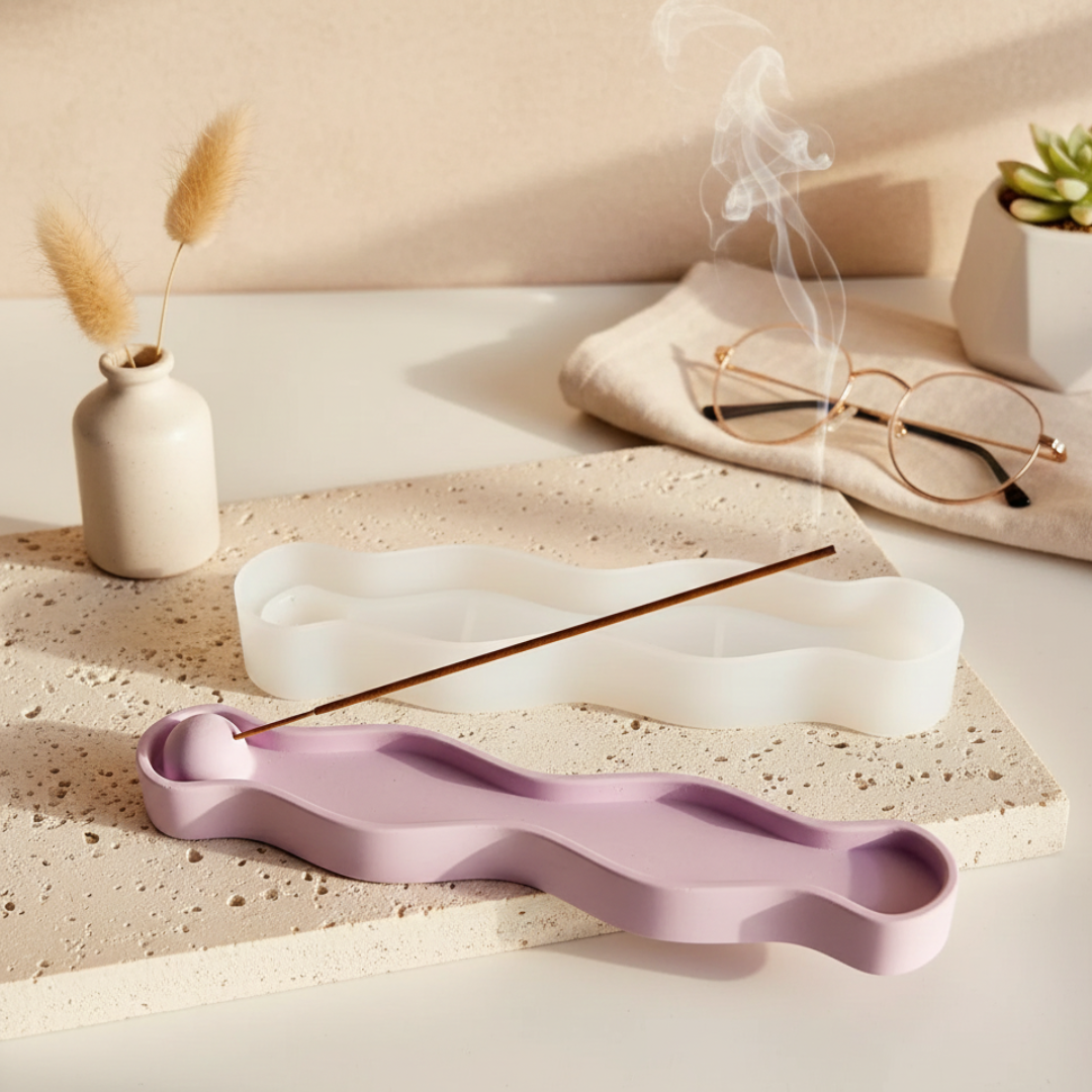 Wavy Incense Holder Silicone Mould | For Concrete | Jesmonite®️| Resin