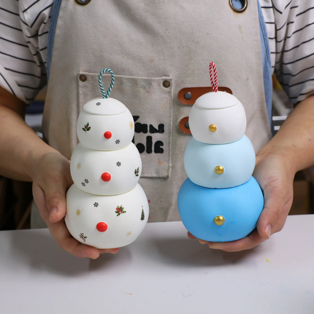 Boowan Nicole: Chubby Snowman Stacking Candle Jar Silicone Mold