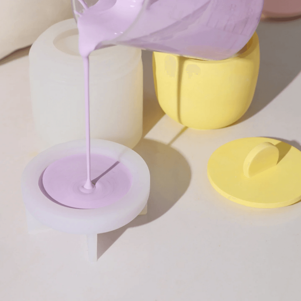 Boowan Nicole: Simple Concrete Jar with 2 styled lids Silicone Mould - BohriAli.com