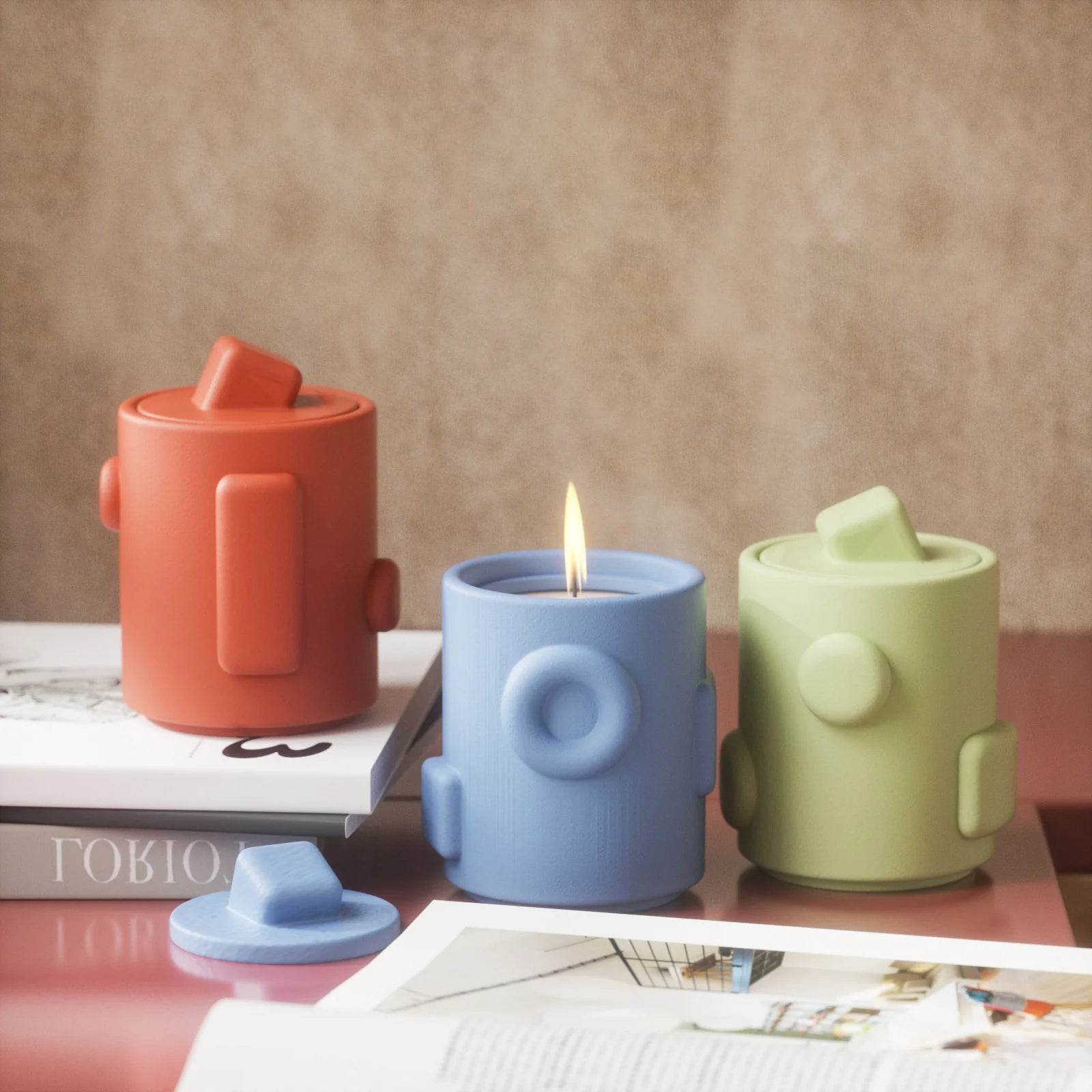 Boowan Nicole: Geometric Candle Jar with Lid Silicone Mould - BohriAli.com