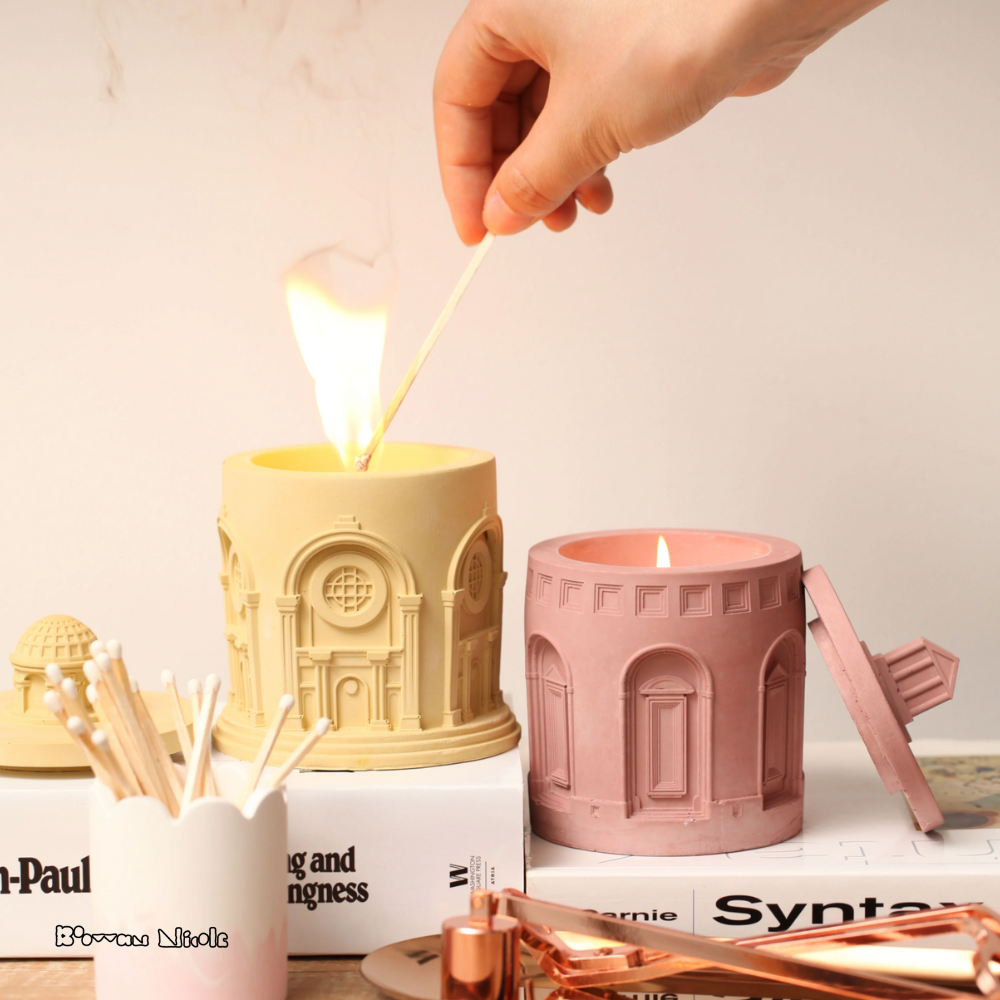 Boowan Nicole: Architectural Style Candle Jar Silicone Mold SH0867