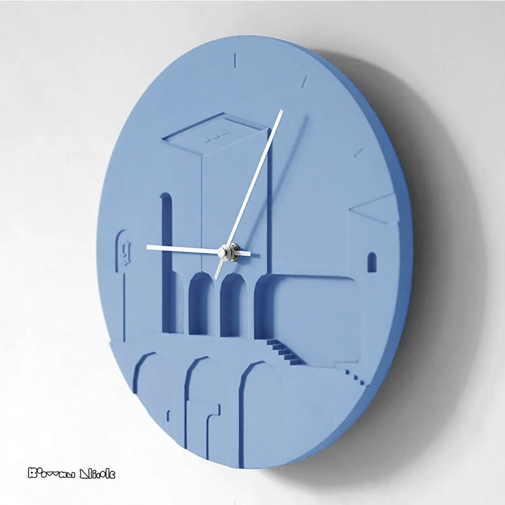 Boowan Nicole: Concrete Round Architecture Wall Clock Silicone Mold