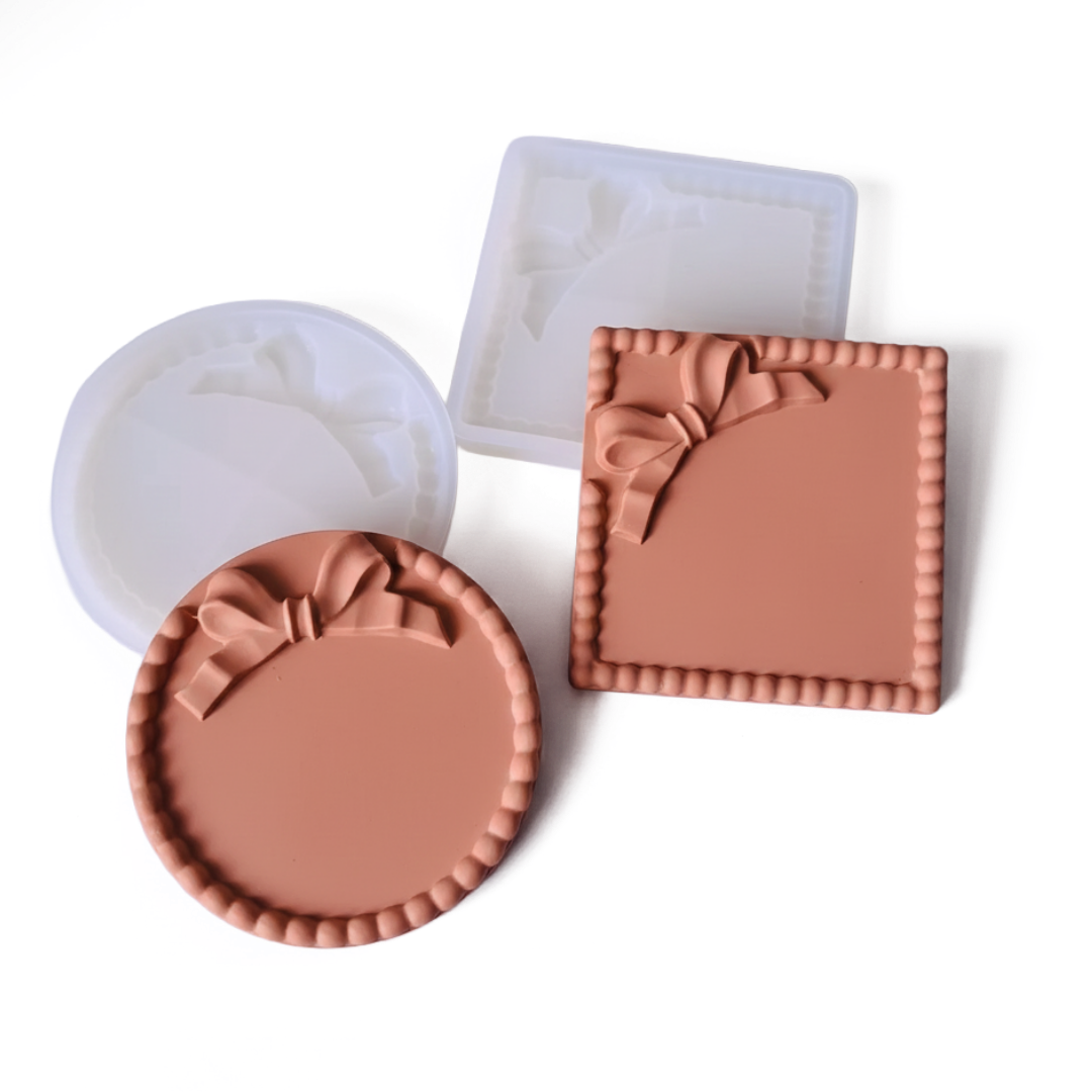 Round \ Square Bow Border Trinket Silicone Mould | For Concrete | Jesmonite®️| Resin
