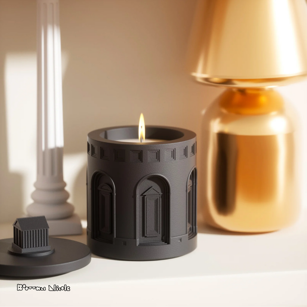 Boowan Nicole: Architectural Style Candle Jar Silicone Mold SH0867