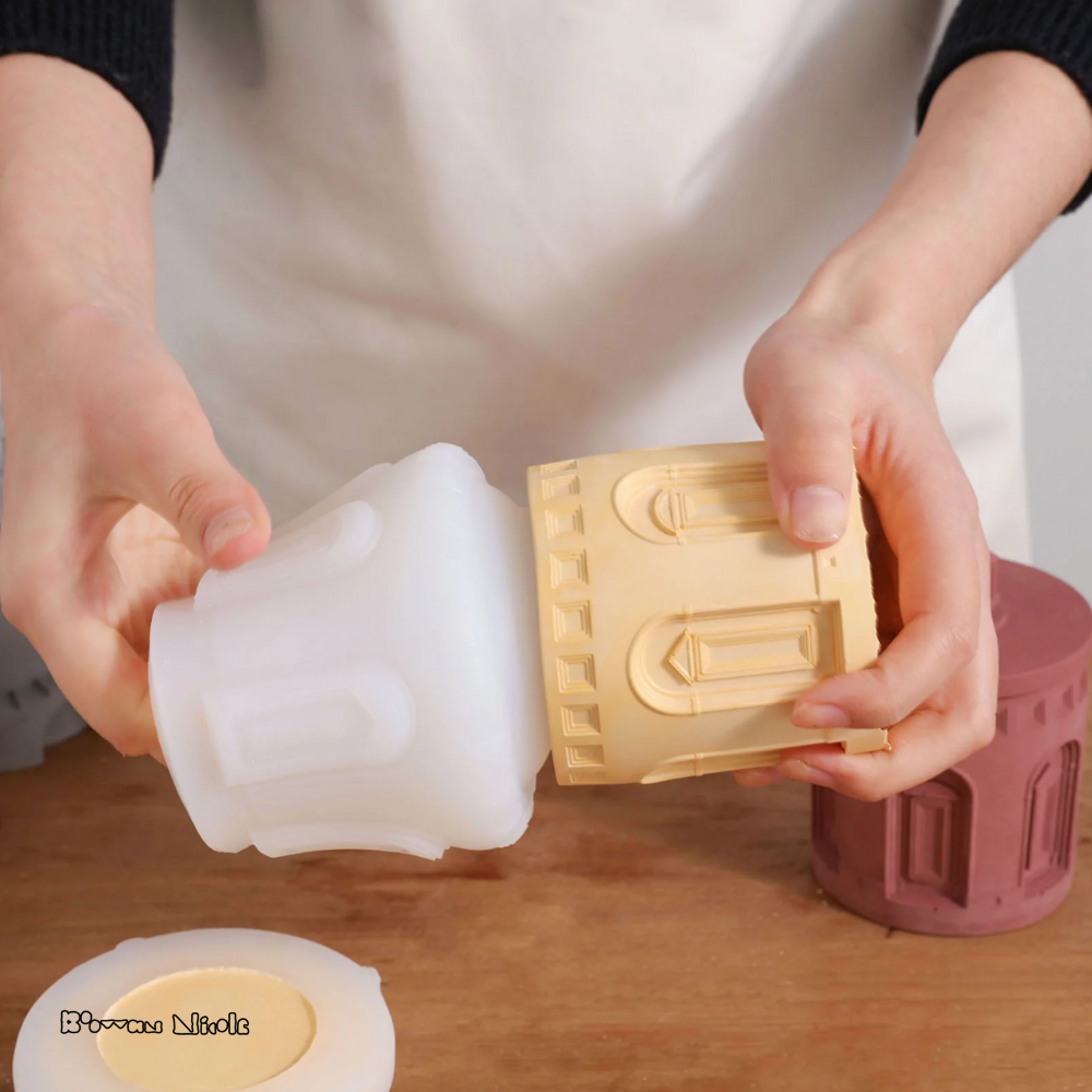 Boowan Nicole: Architectural Style Candle Jar Silicone Mold SH0867