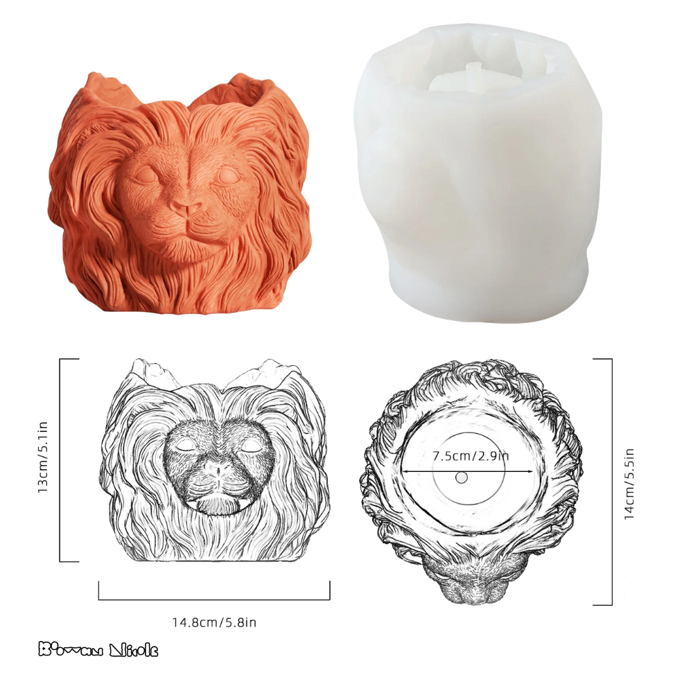 Boowan Nicole: Lion Head Concrete Planter& Vase Pot Silicone Mold