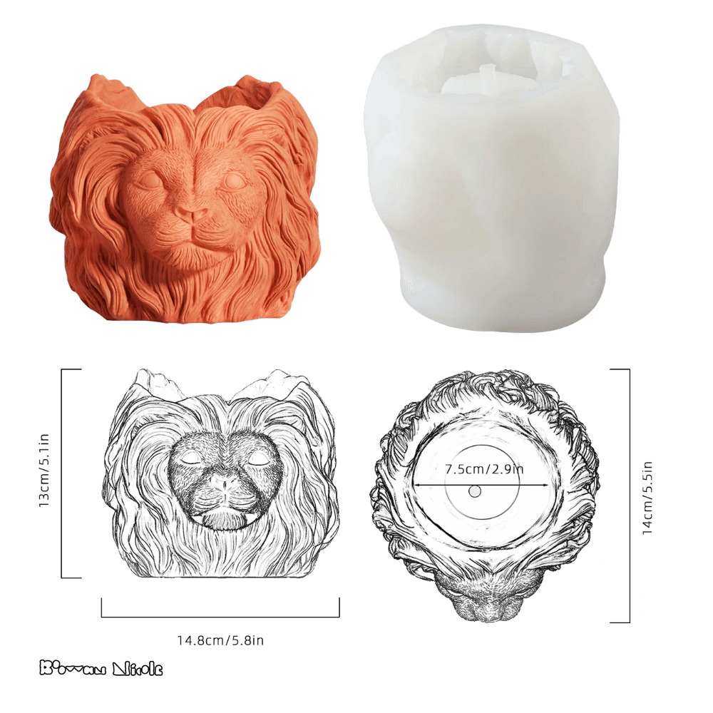 Boowan Nicole: Lion Head Concrete Planter& Vase Pot Silicone Mold - BohriAli.com