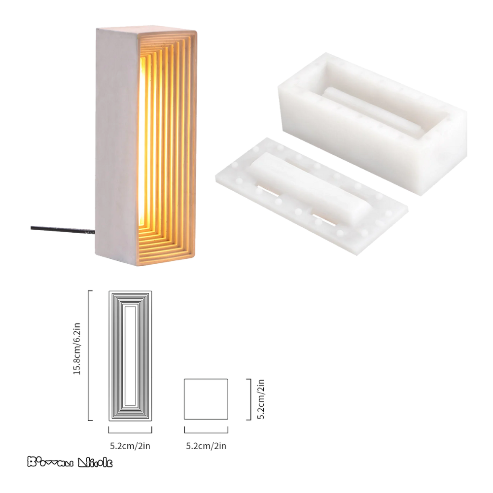 Boowan Nicole: Ladder of Light Concrete Table Lamp Silicone Mould (Mould + Accessories)