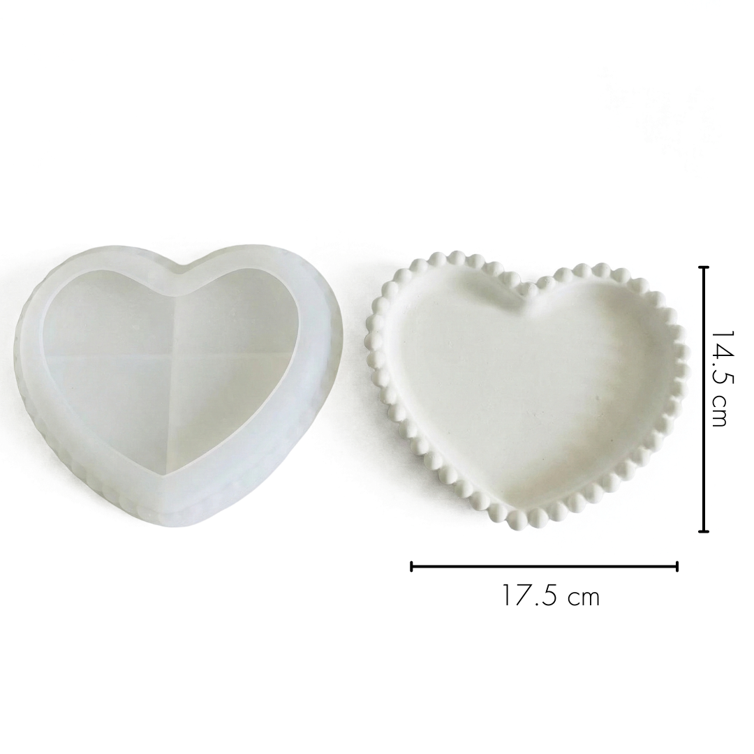 Beaded Heart Trinket Tray Mould | For Concrete | Jesmonite®️| Resin