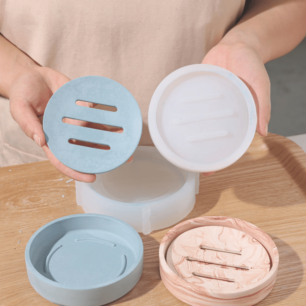 Boowan Nicole: Round Detach & Drain Soap Dish Silicone Mold - BohriAli.com