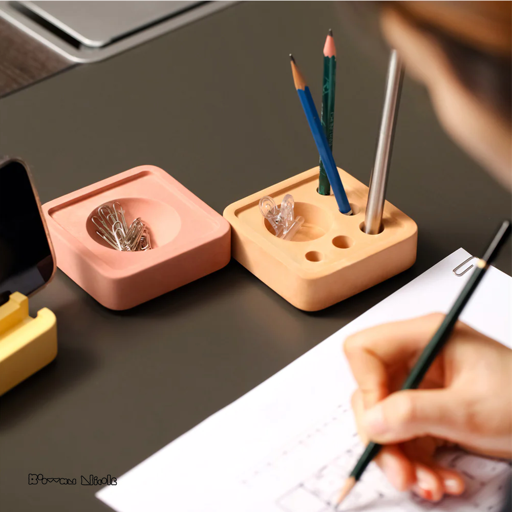 Boowan Nicole: Concrete Office Accessories Pen Holder Silicone Mold