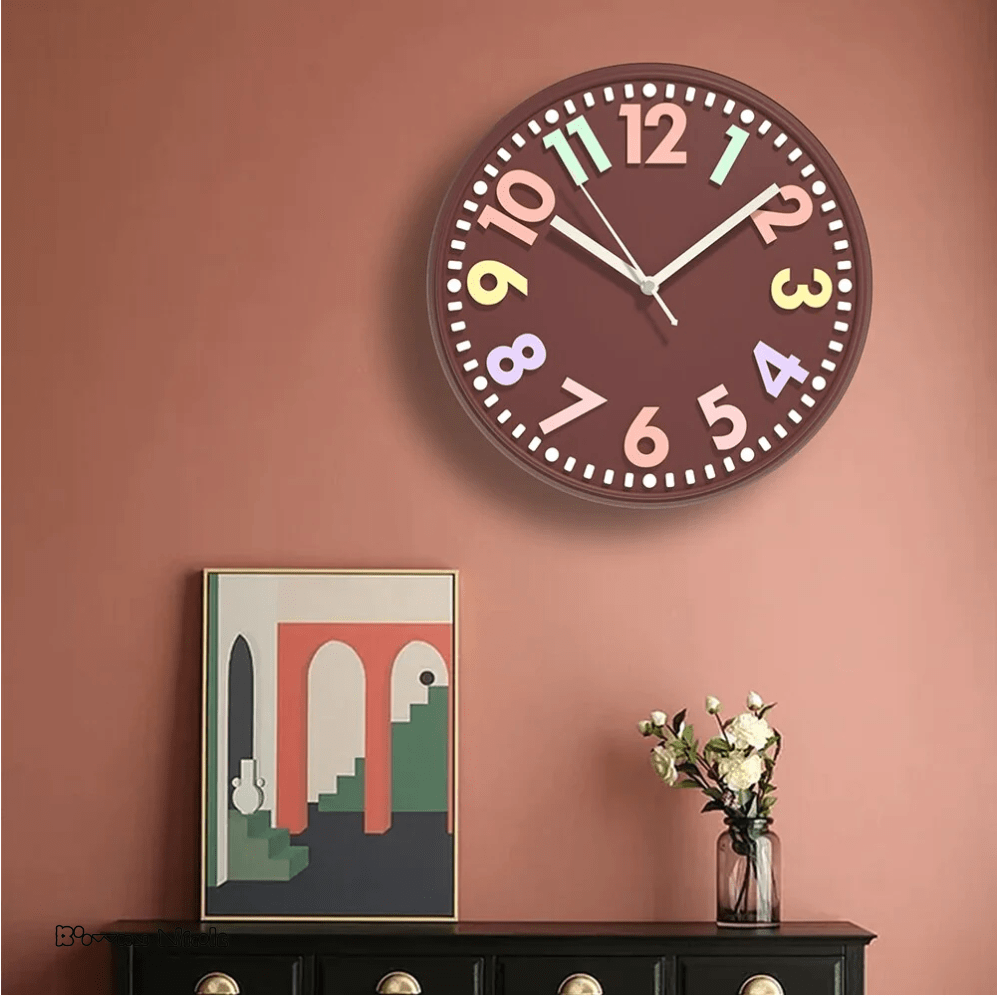 Boowan Nicole: Concrete Round Numeral Wall Clock Silicone Mold