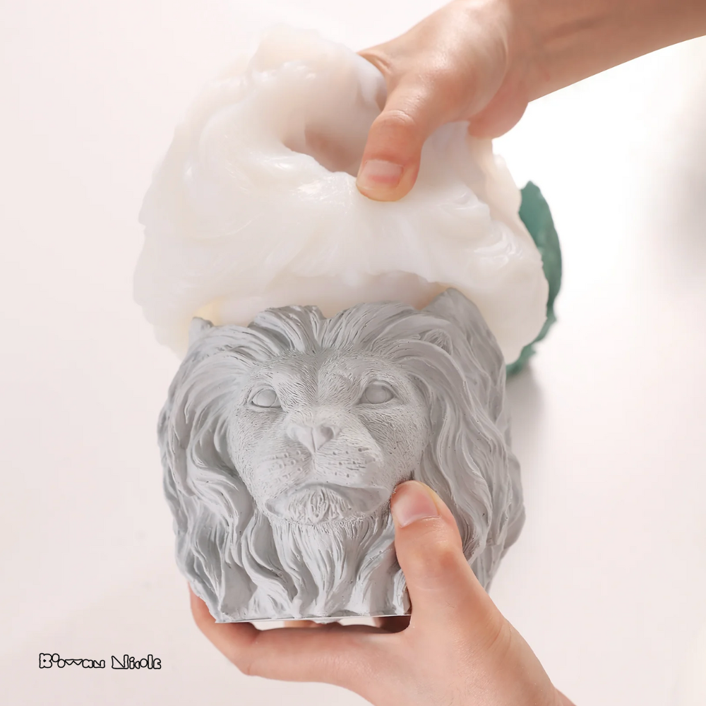 Boowan Nicole: Lion Head Concrete Planter& Vase Pot Silicone Mold