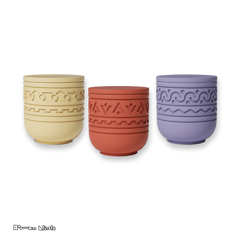 Boowan Nicole: Pattern Candle Jars With Lid Silicone Mould